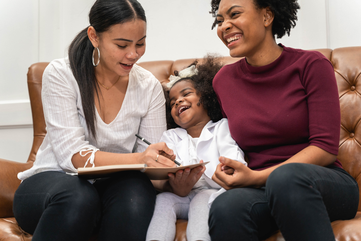 Lesbian Couple Teaching Their Daughter